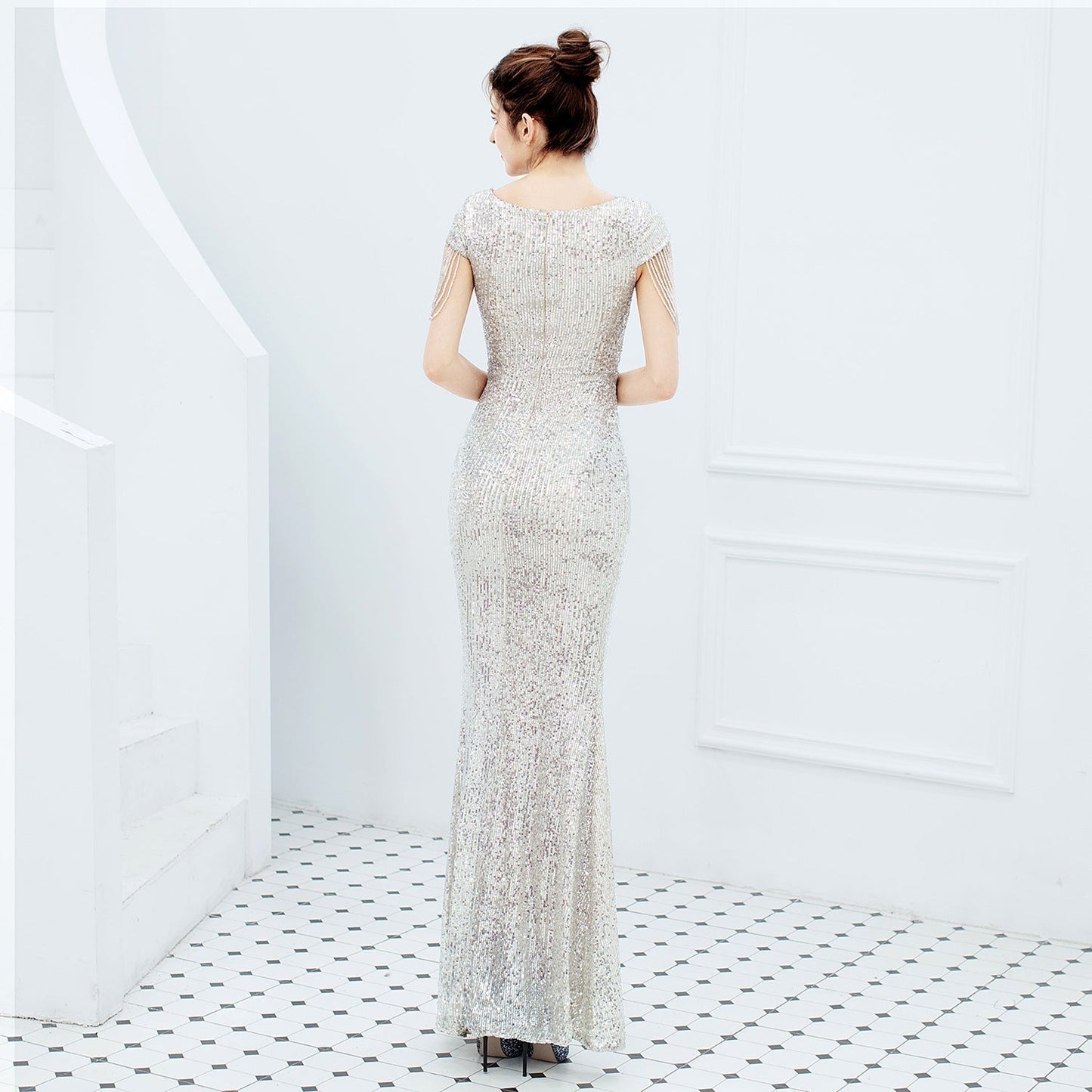 Alexandria elegant fishtail sequin dress