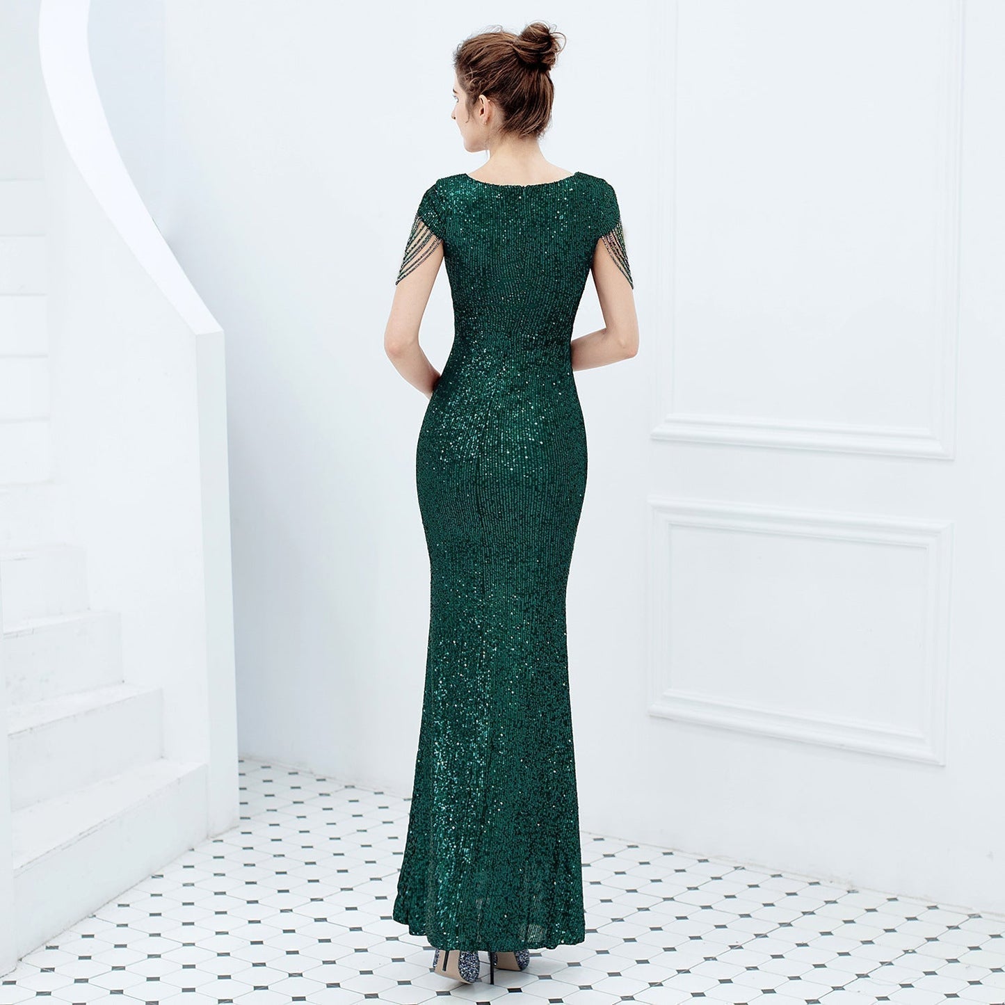 Alexandria elegant fishtail sequin dress