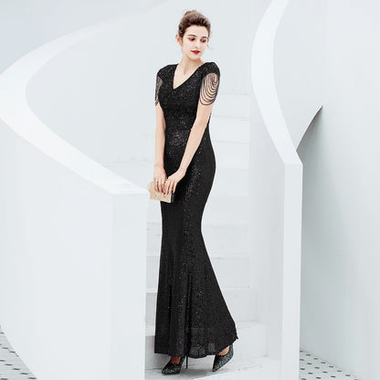 Alexandria elegant fishtail sequin dress