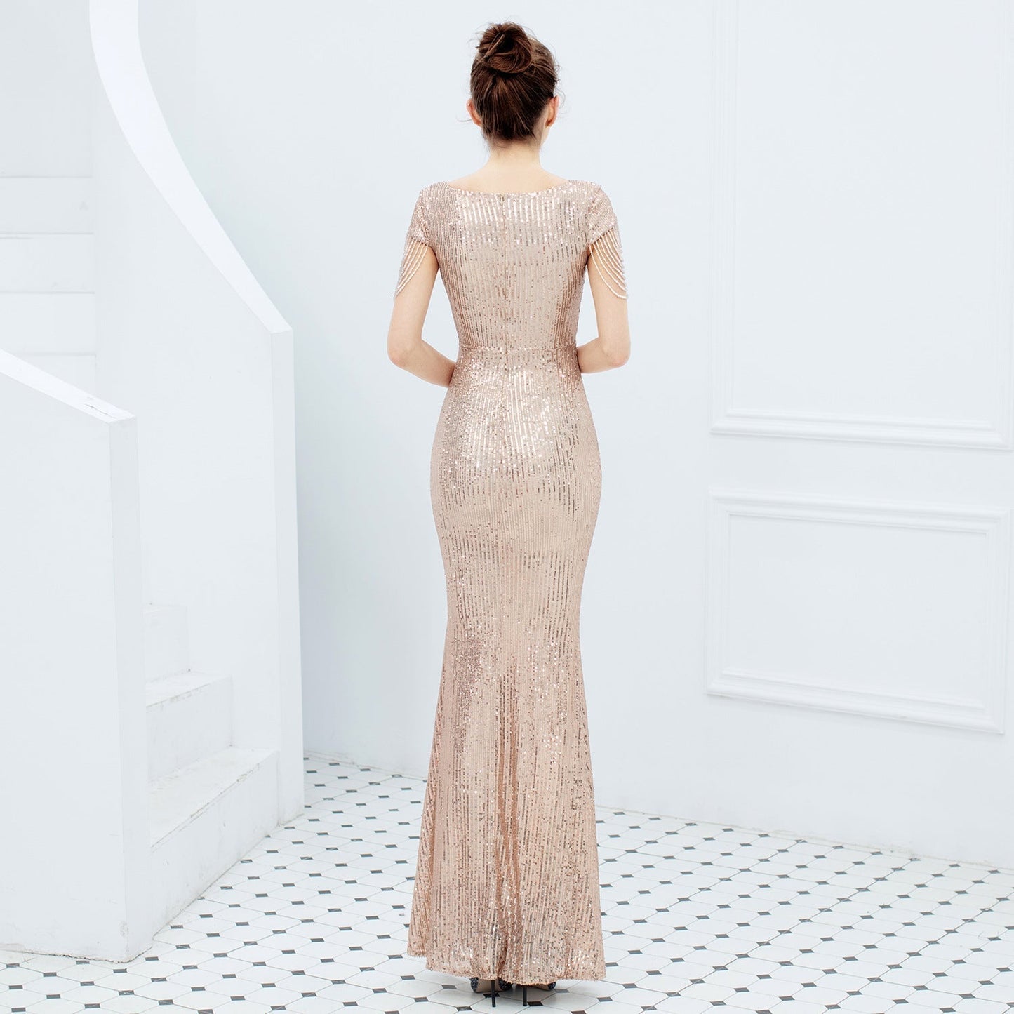 Alexandria elegant fishtail sequin dress