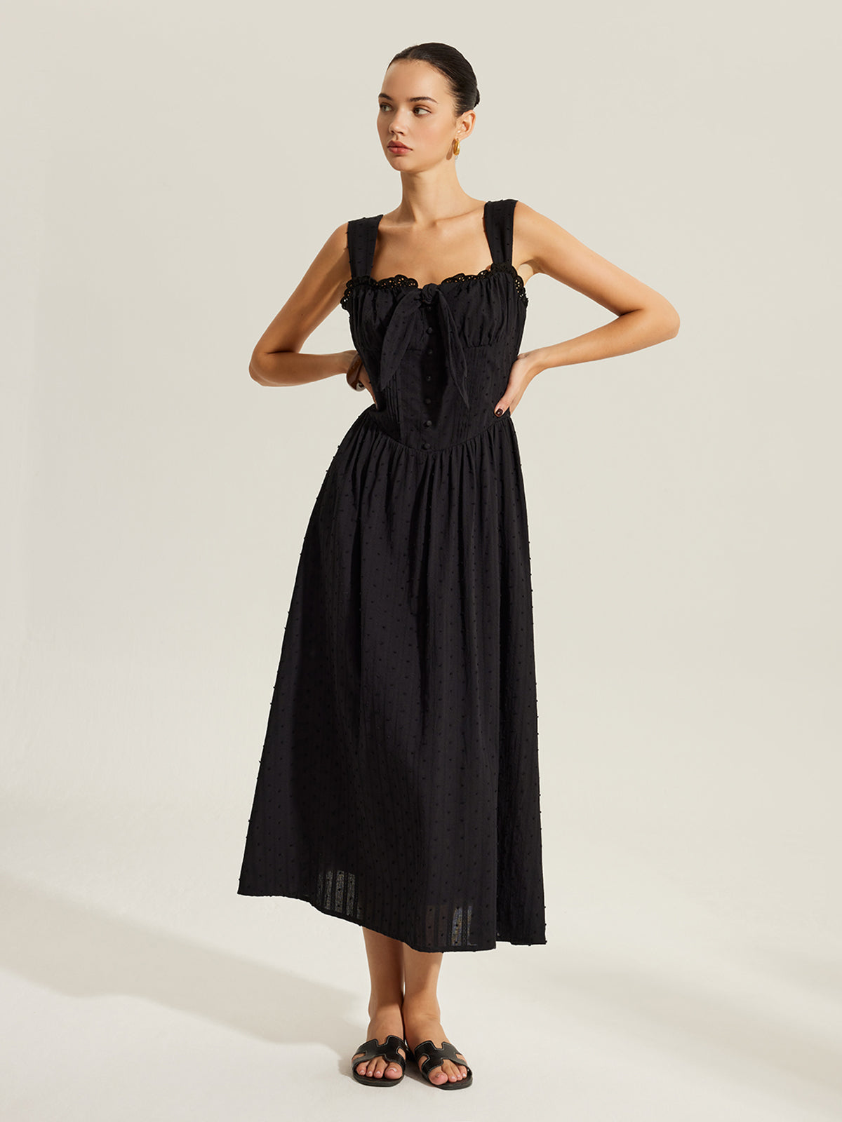 Cotton Sweetheart Neckline Dress