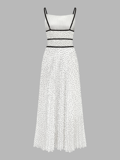 Polka Dot Pleated Cami Maxi Dress