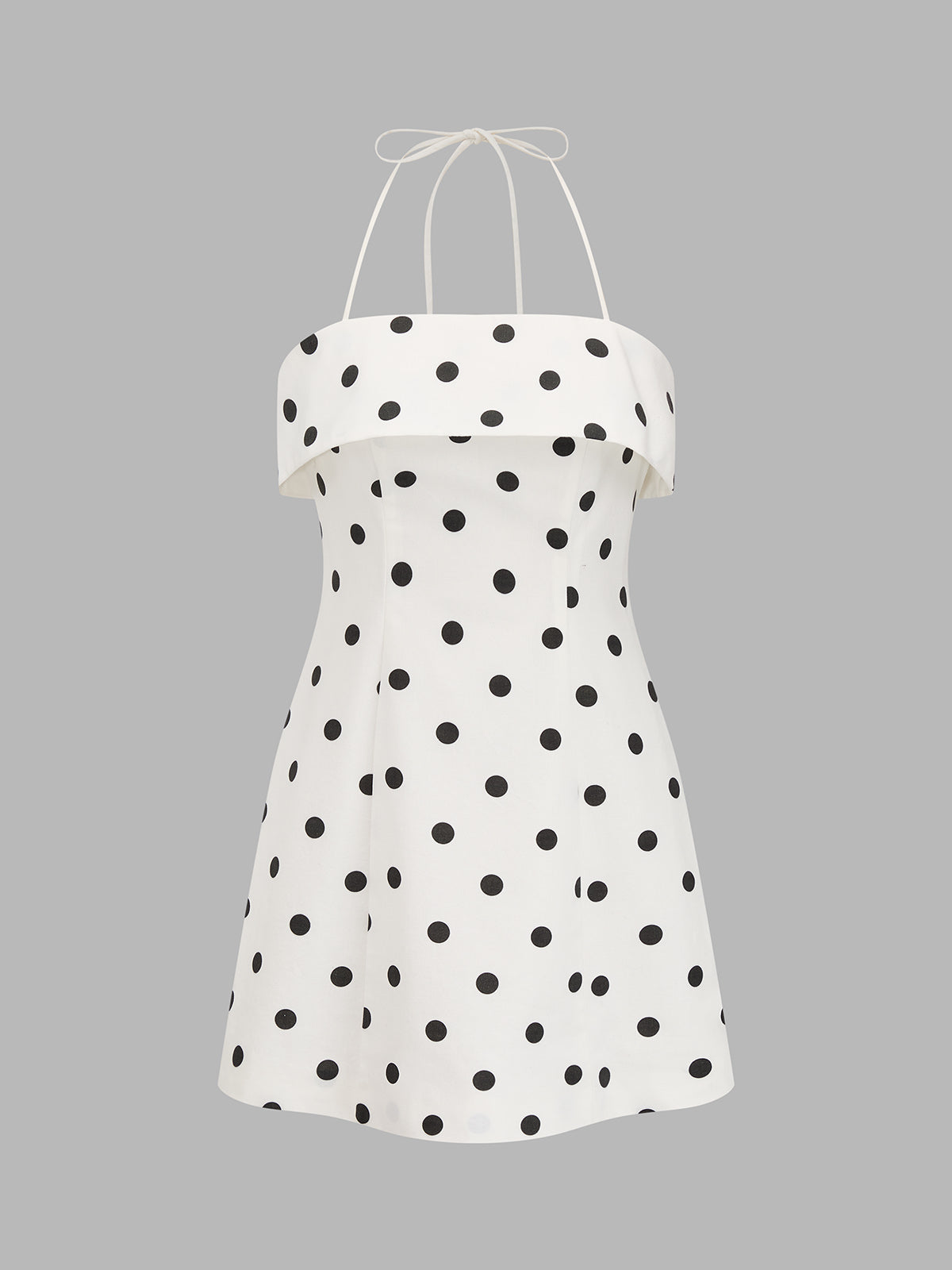 Fold Over Polka Dot A-Line Mini Dress
