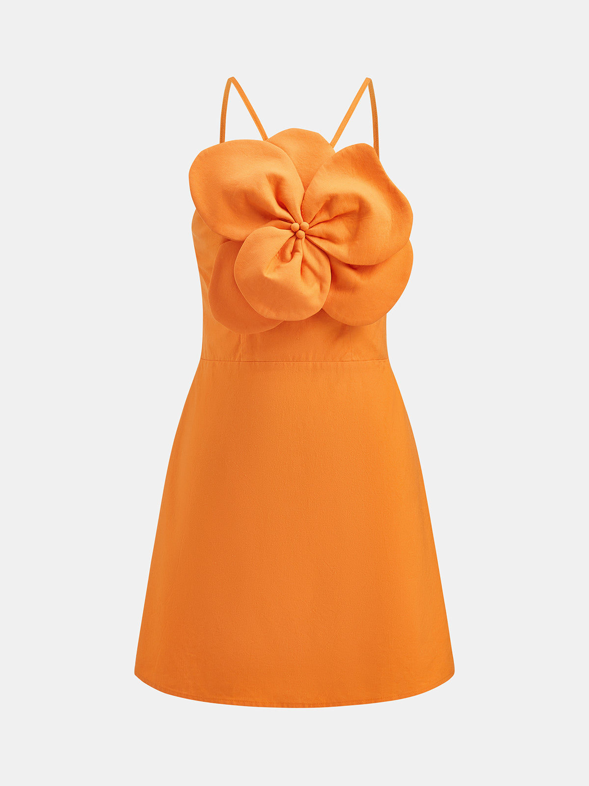 3D Flower Cotton Linen Slip Mini Dress