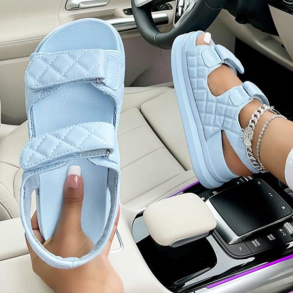 Diamond Pattern Velcro Sandals