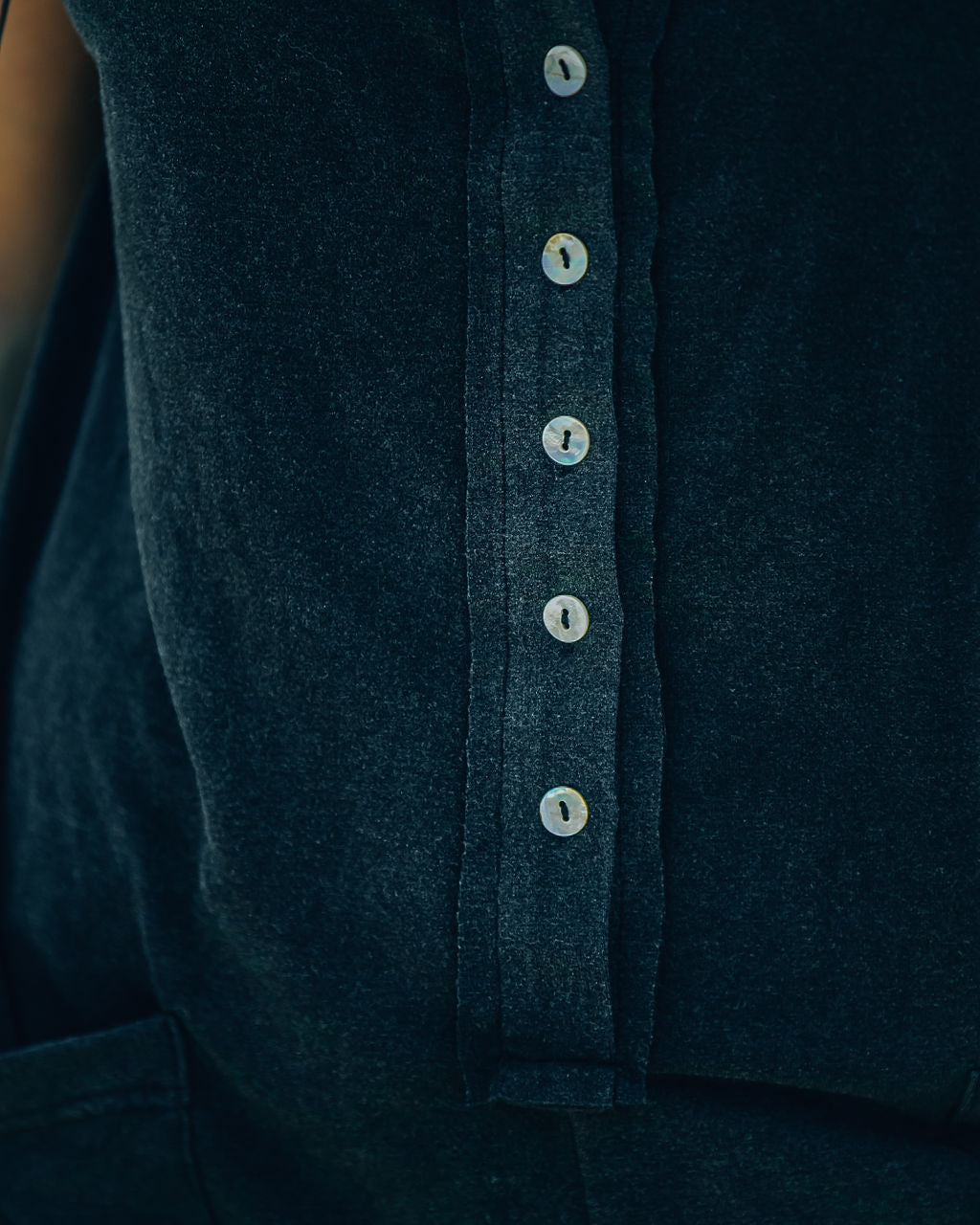 Breezy Pocketed Button Down Knit Top - Black