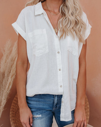 Brielle Linen Blend Button Down Top
