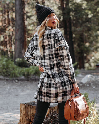 Bruno Cotton Blend Plaid Button Down Tunic