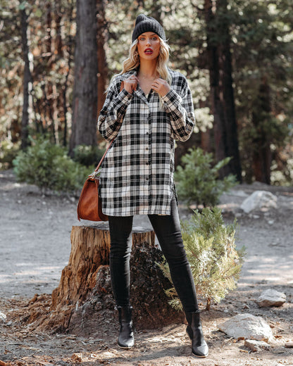 Bruno Cotton Blend Plaid Button Down Tunic
