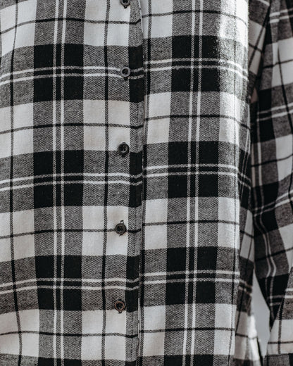 Bruno Cotton Blend Plaid Button Down Tunic