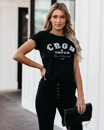 CBGB Cotton Distressed Tee - Black