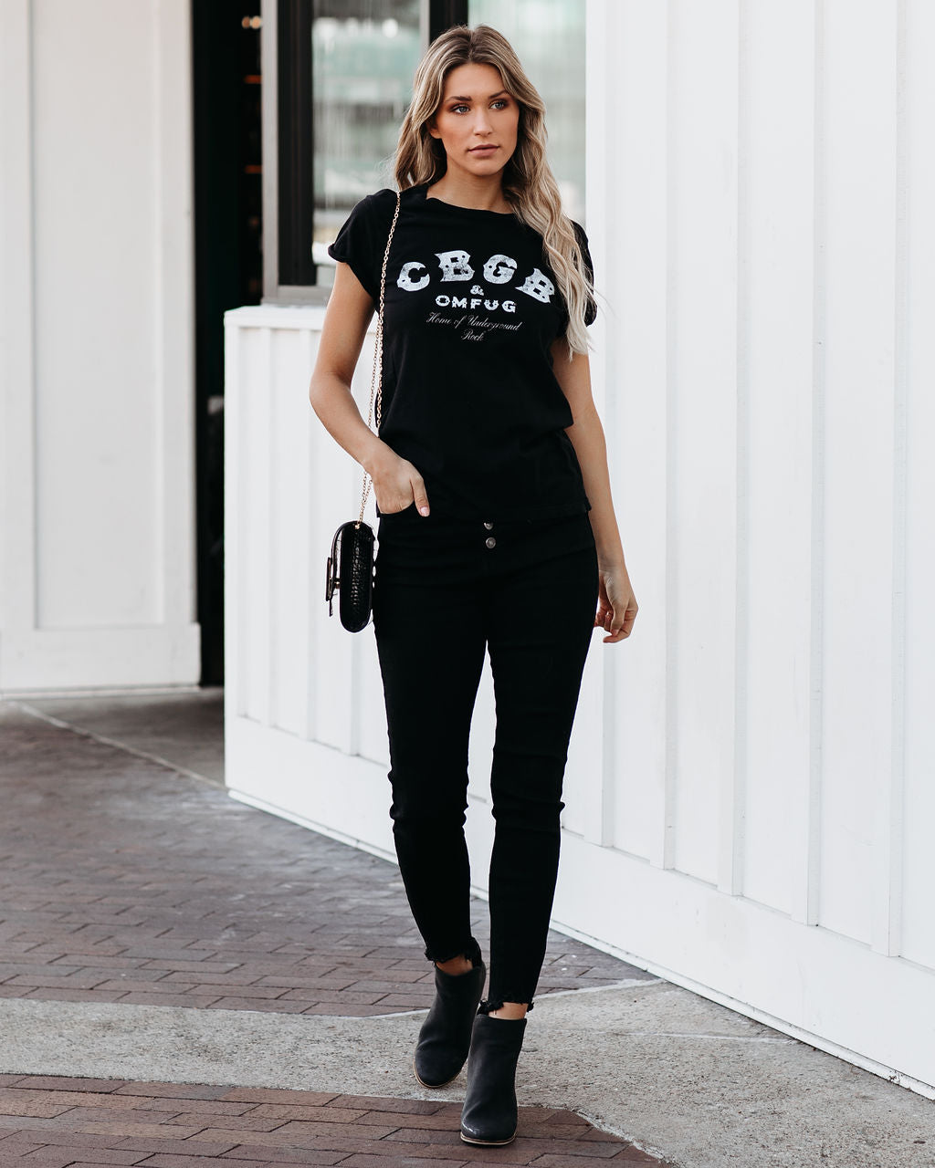 CBGB Cotton Distressed Tee - Black