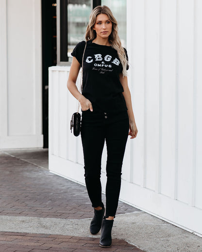 CBGB Cotton Distressed Tee - Black