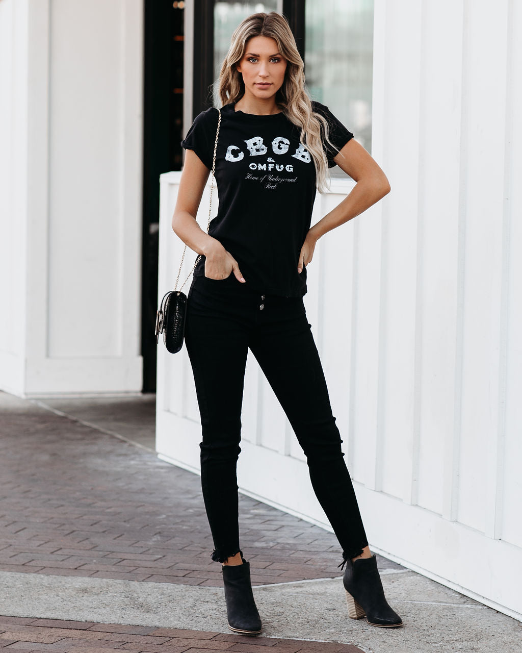 CBGB Cotton Distressed Tee - Black