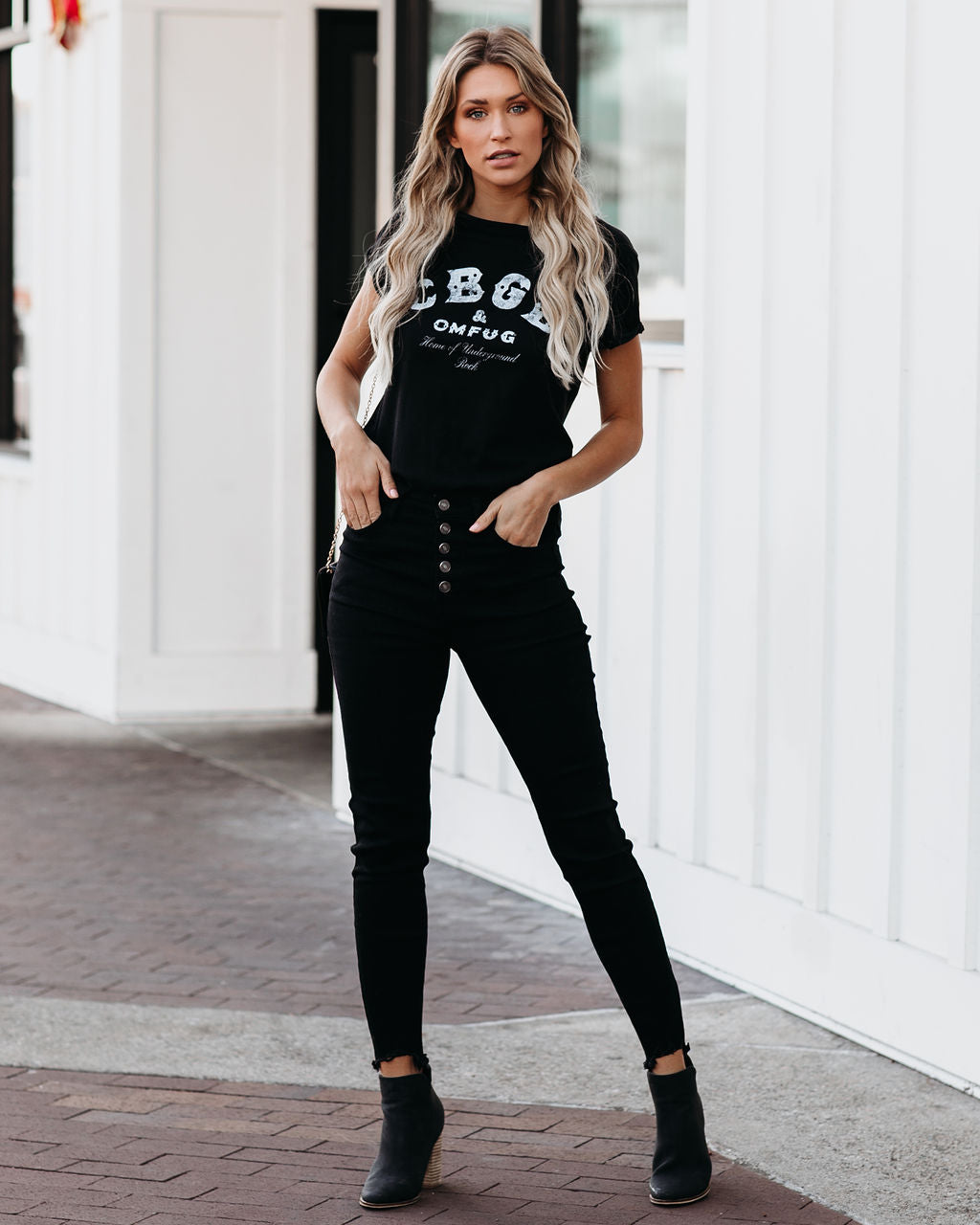 CBGB Cotton Distressed Tee - Black