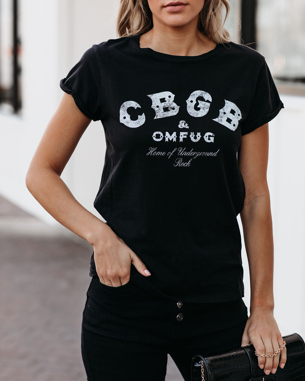 CBGB Cotton Distressed Tee - Black
