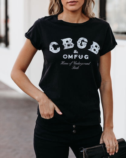 CBGB Cotton Distressed Tee - Black
