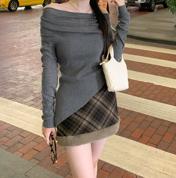 Flute Off The Shoulder Knit Top - Latte