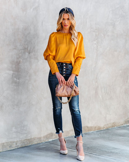 Centerpiece Satin Statement Blouse - Gold