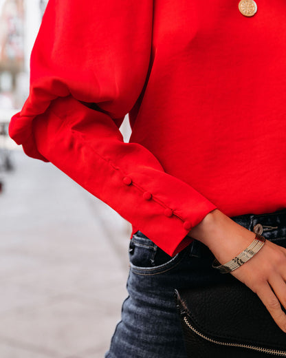 Centerpiece Satin Statement Blouse - Red
