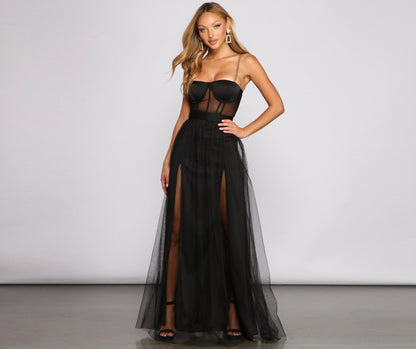 Cintra Mesh Tulle Bustier Gown