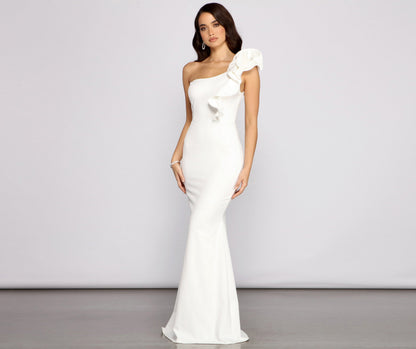Diana Formal One Shoulder Ruffle Dress