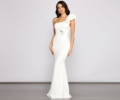 Diana Formal One Shoulder Ruffle Dress