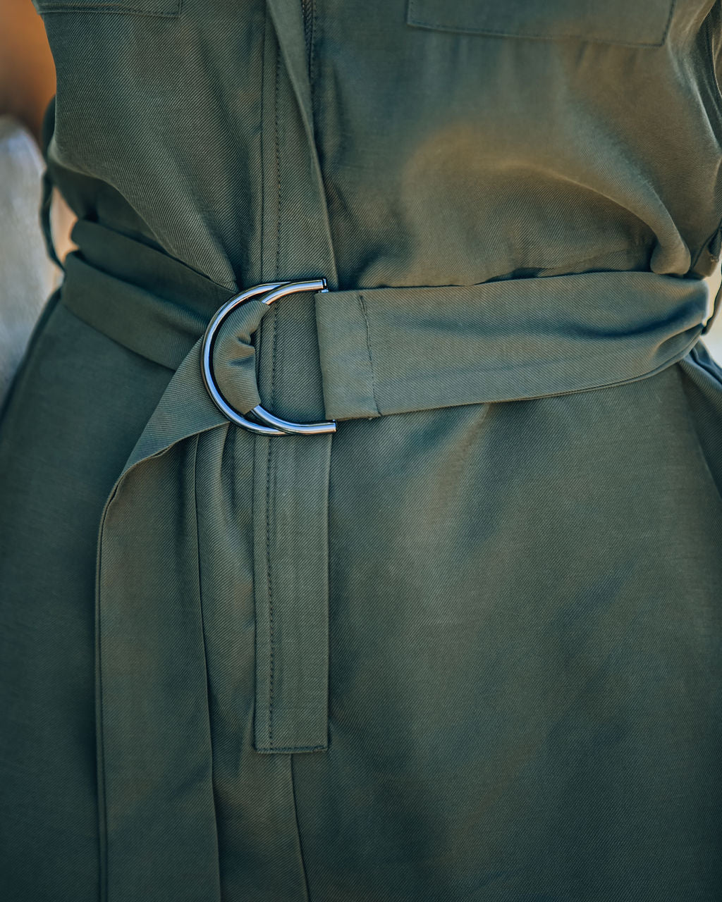 Bryana Belted Utility Romper - Olive