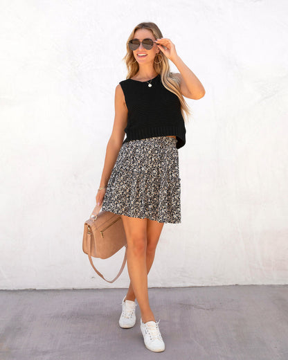 Glenda Floral Pocketed Mini Skirt
