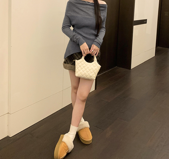Flute Off The Shoulder Knit Top - Latte