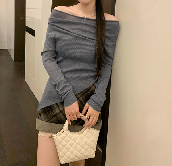 Flute Off The Shoulder Knit Top - Latte