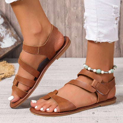 Color Leather Daily Summer Sandals