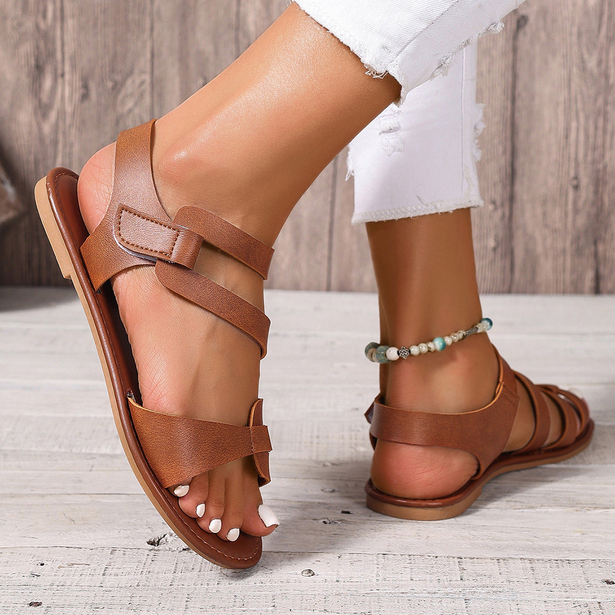 Color Leather Daily Summer Sandals
