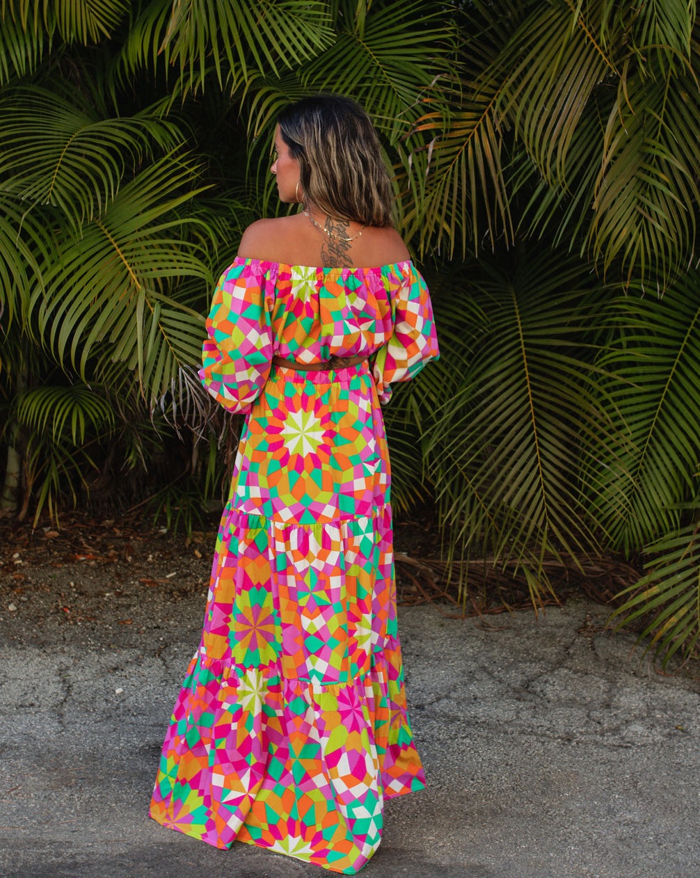 Down In Rio Cotton Printed Tiered Maxi Skirt