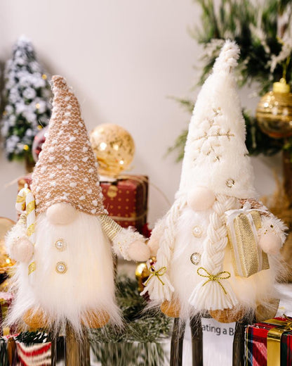 1pc Christmas Gnome Doll Rudolph Lighted Faceless Doll Ornament Kids Toy Gifts Party Props Christmas Tree Window Table Decoration