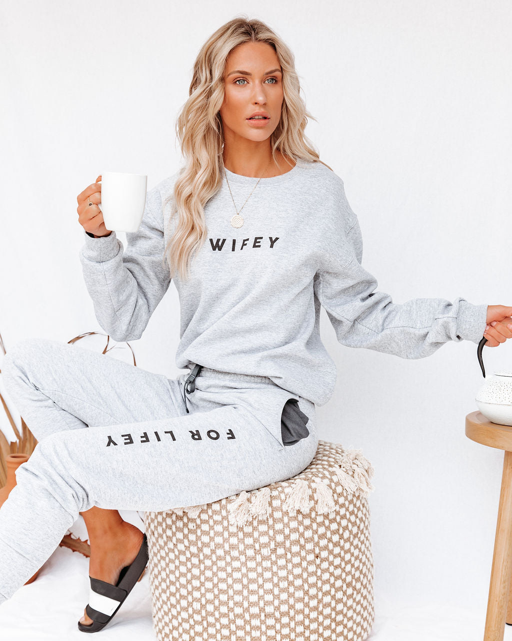 A Wifey For Lifey Cotton Blend Pocketed Joggers