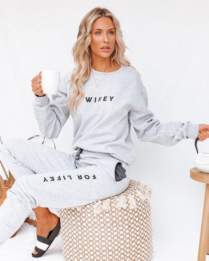 A Wifey For Lifey Cotton Blend Pocketed Joggers