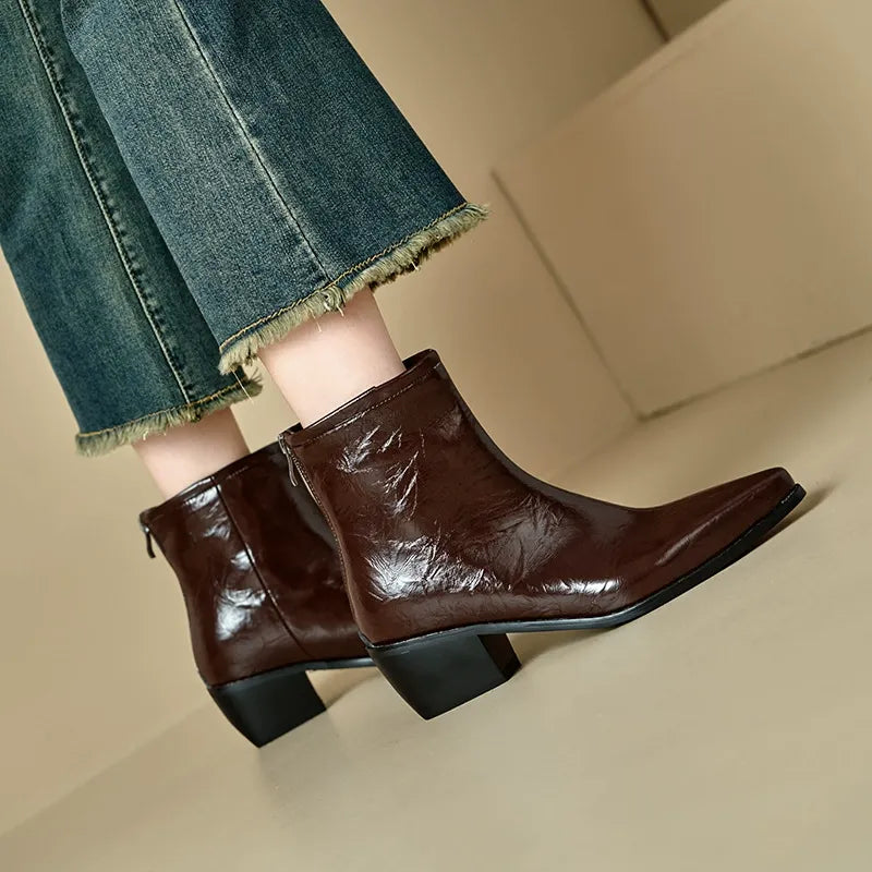 Chunky Heel Lychee Boots